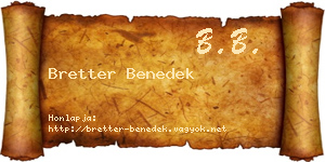 Bretter Benedek névjegykártya